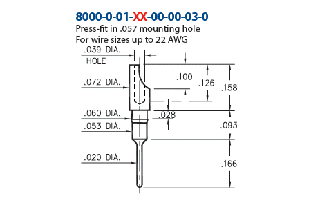 3912-0-01-34-00-00-08-0 - Wire Termination Pin - Crimp Type