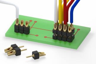 Low profile solder-cup headers mated with ultra-low-profile sockets